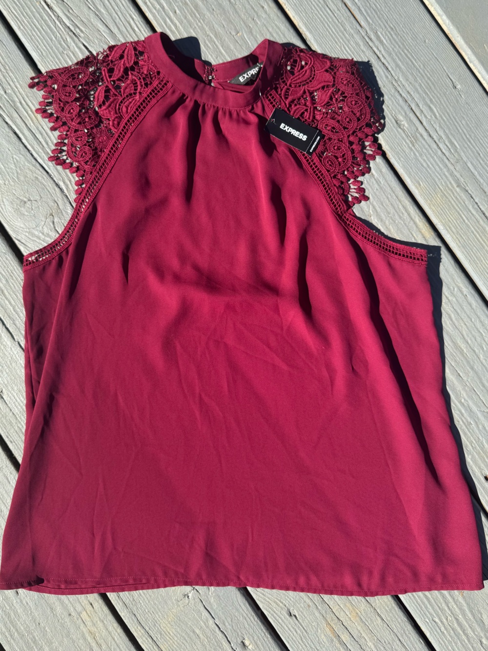 NWT Express Women's Burgundy Lace Halter Camisole